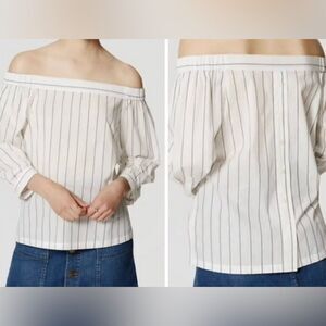 ‼️final must bundle‼️ LOFT Off Shoulder Blouse Top Button Back Cotton
